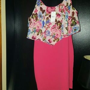 Pink with Floral Top Mini Dress